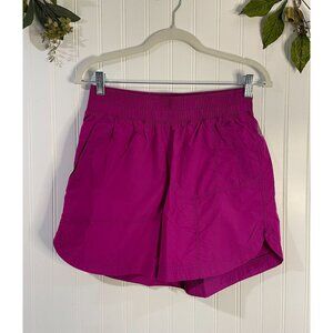 FPMovement High-Rise Elastic Waist Nylon Shorts In Magenta With Side Pockets XS